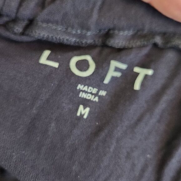 LOFT Navy Blue Lace Trimmed Bell Sleeve Off The Shoulder Blouse Size Medium - Picture 12 of 12